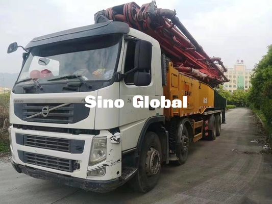 Truk Pompa Beton Bekas Merah Dengan Volve Chassis 56m / 6 Bagian