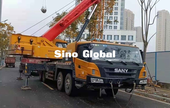 Sany Bekas Boom Truck Crane, 75 Ton Lorry Crane STC50S Lengan Lurus