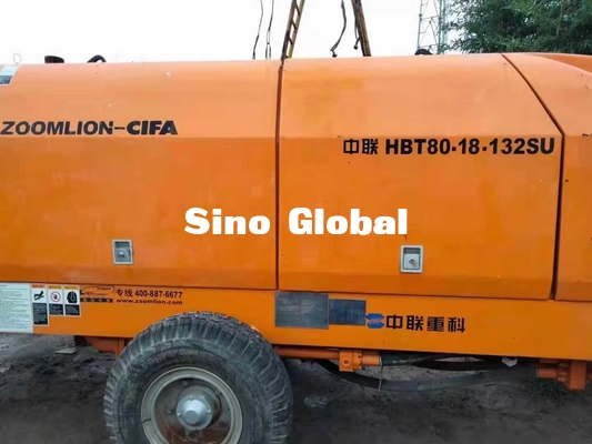 Pompa Trailer Beton Listrik Bekas Zoomlion Kapasitas Hopper 600L